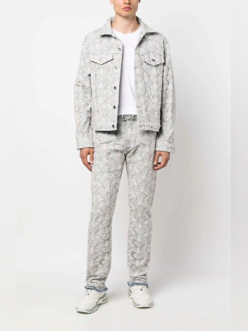 3.Paradis Unity Tulle Appliqué-Detail Jeans In Grey Sz 36x32 Men’s 
(Jul A-1)